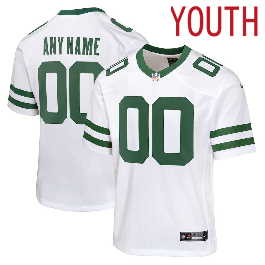 Youth New York Jets Nike Legacy White Custom Game NFL Jersey->youth nfl jersey->Youth Jersey